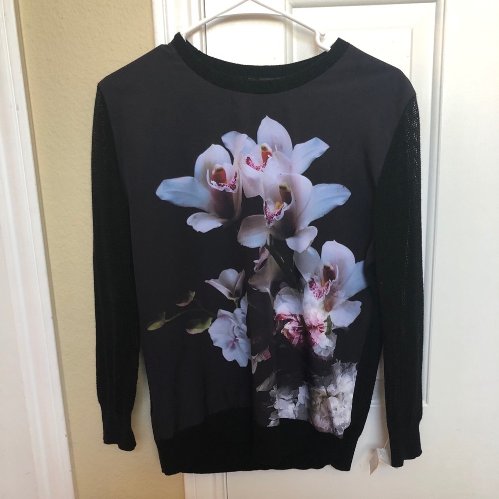 TED BAKER LONDON orchid  mesh long sleeve top sz 3